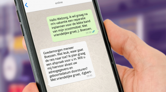 Whatsapp met de klantenservice van Welzorg Nederland